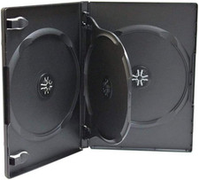 2 14mm CD DVD Storage Case 3 Discs Black With Tray Triple Holder Box 2 Pack P...