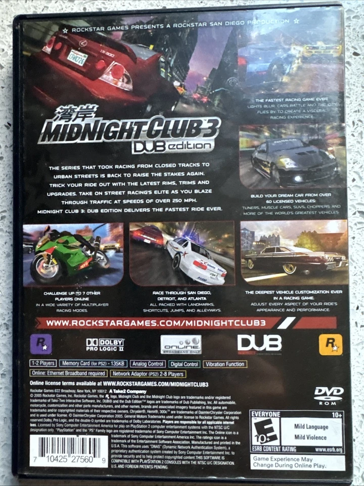 Midnight Club 3 Edición DUB Sony PlayStation 2 PS2 Completo CIB con Manual Probado Foto 2 de 4