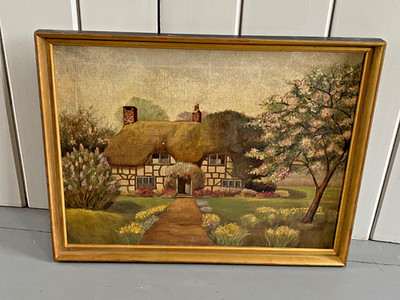 Cottage art on Canvas Attributed to James Matthews Artist Art Painting