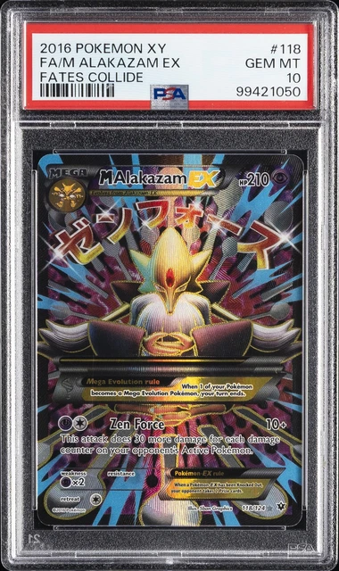 2016 POKEMON XY FATES COLLIDE #118 FULL ART/M ALAKAZAM EX PSA 10