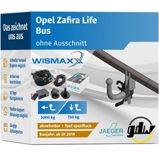 ANHÄNGERKUPPLUNG für Opel Zafira Life ab 19 abnehmbar GDW +7pol E-Satz JAEGER