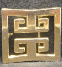 XH09174 VINTAGE 1970s ABSTRACT ARTWORK UNISEX FASHION GOLDTONE BELT BUCKLE