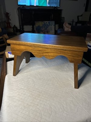 Vintage Hand made New England Style Wood Stool Footstool 15 x9  Very Well Made