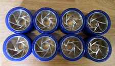 Roller Skate Wheels Blue With an Aluminum Hub.