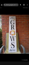 Floral Wood Welcome Sign for Porch Outdoor Vertical Rectangular Flowers Design