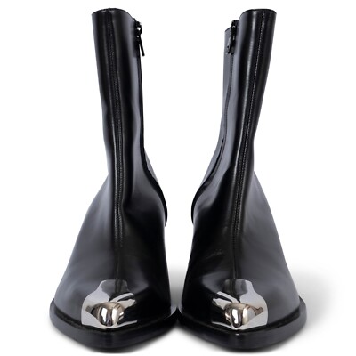 70103 auth ALEXANDER MCQUEEN black leather BOXCAR Ankle  display picture 1