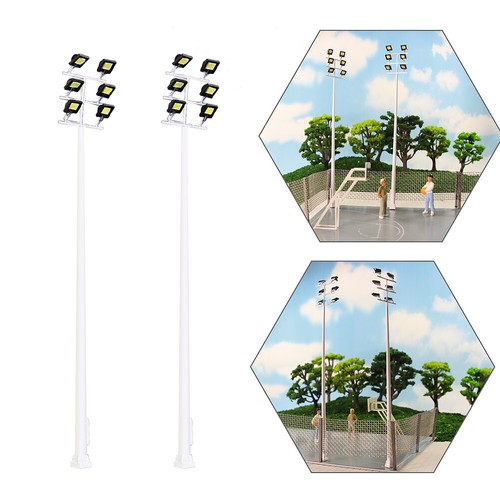 Evemodel 2pcs Model Railway HO Scale Plaza Lamppost 5 leds 16cm 1:87