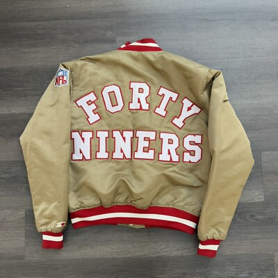 VTG San Francisco 49ers Starter Jacket Gold Satin Spellout