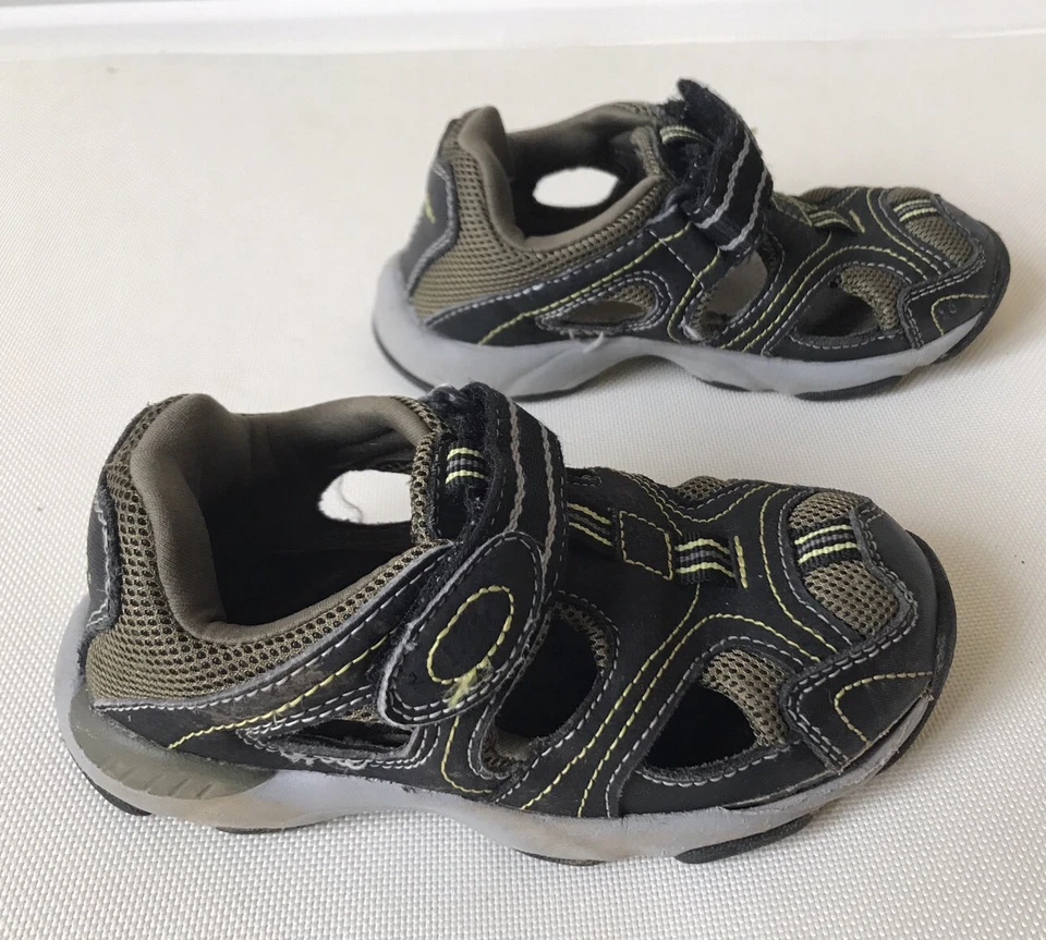 Stride Rite Bebé Niño Zapatos Sandalias 10 M Gus Cuero Verde Lavable  Foto 2 de 4