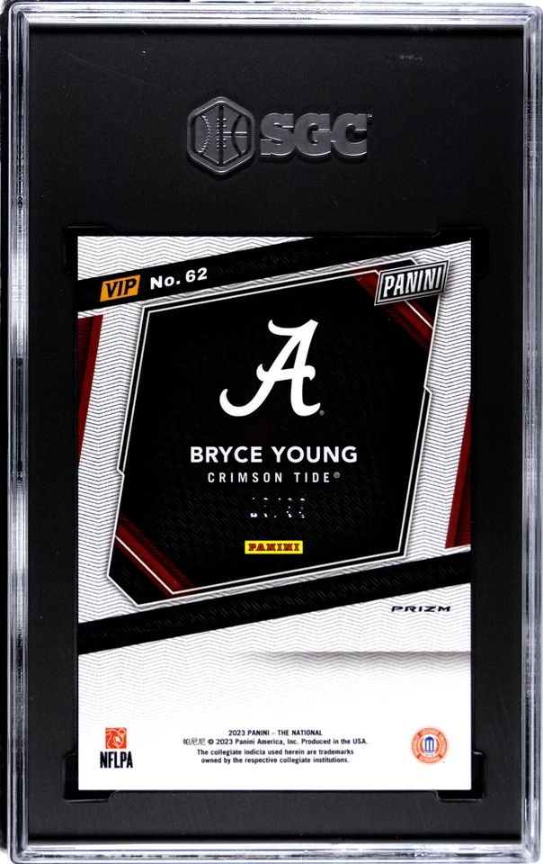 2023 PANINI THE NATIONAL VIP #62 BRYCE YOUNG GREEN SPARKLE SGC 10 GEM MINT /99 - Image 2 of 2