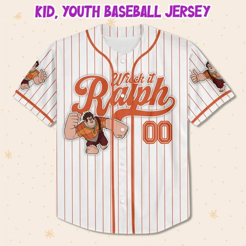Custom Disney Wreck it Ralph Simple Stripe, Custom Baseball Jersey