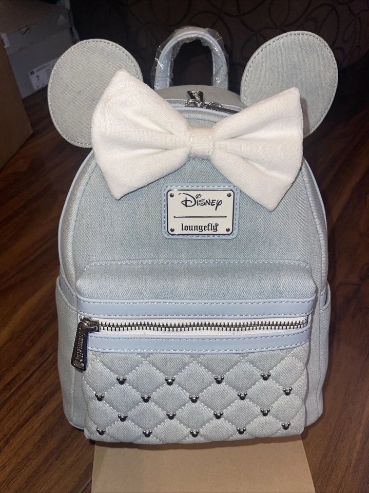 NWT Loungefly Disney Minnie Mouse Denim Mini Backpack - Image 4 of 4