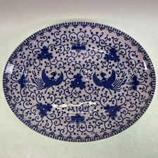Myott Satsuma Platter Blue Phoenix Birds Blue & White - England