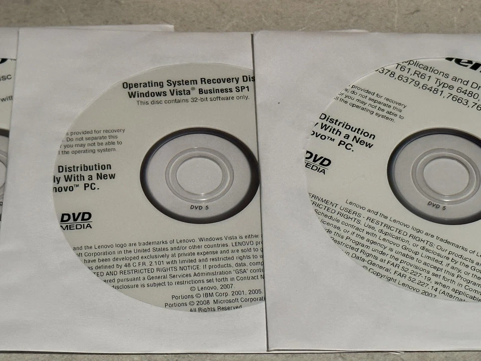 EC. IBM/LENOVO T60/61-R60/61 (Lenovo + VISTA SP1 + Extra) - 32Bit Restore Disks - Image 3 of 4