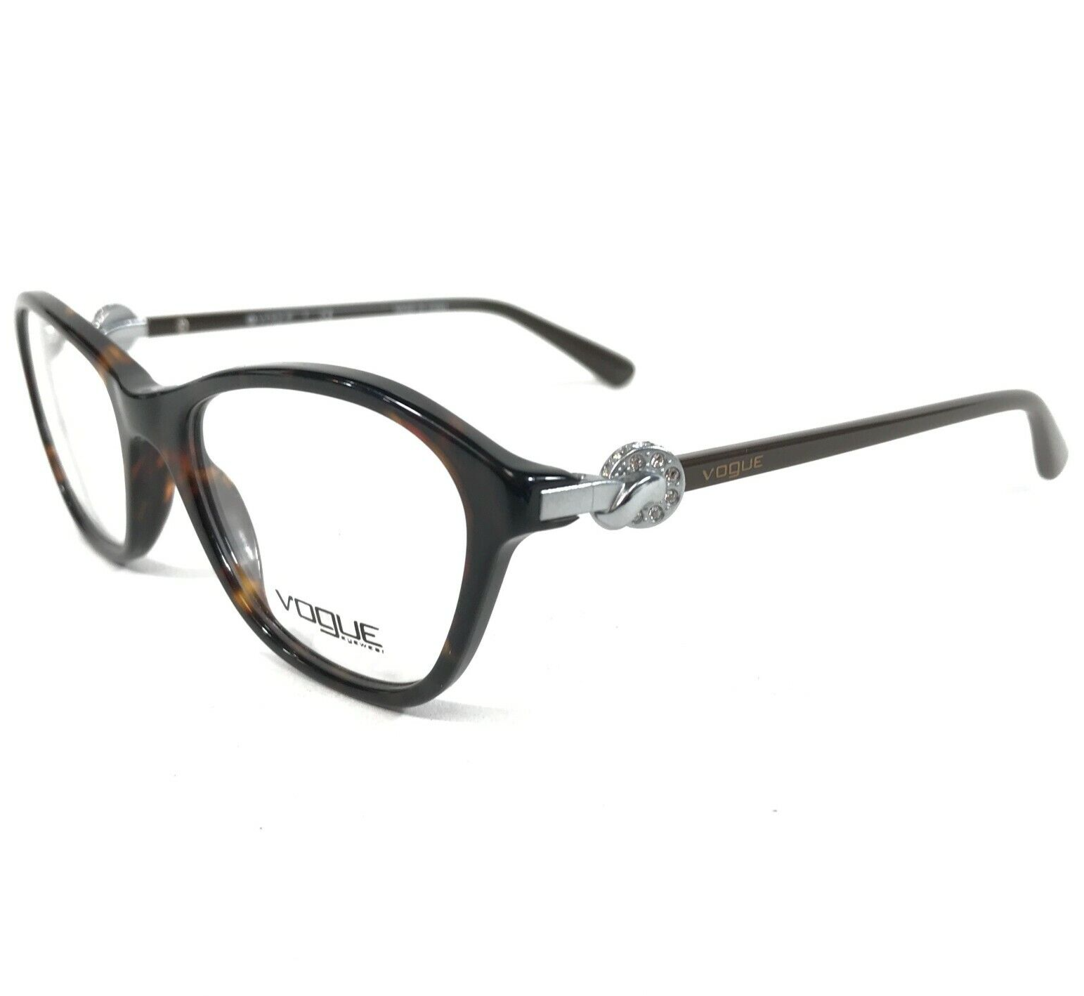Vogue Eyeglasses Frames VO2910-B W656 Brown Tortoise Silver Cat Eye 51-18-135