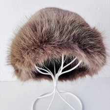 Brown Faux Fur Hat Adult One Size Fluffy Hat E1-608