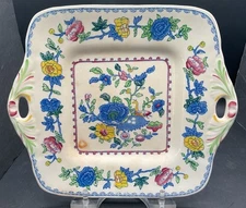 Vintage Mason's Plantation Colonial Square Handled Tray 9” X 10.5” England(17)