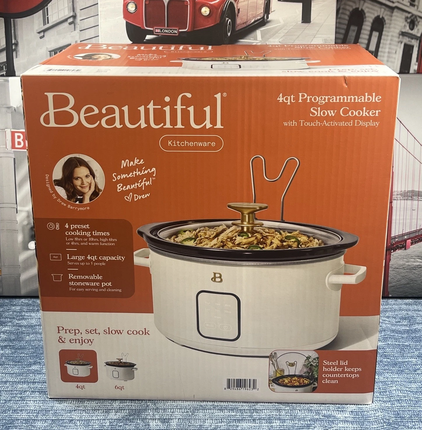 Beautiful 4Qt Slow Cooker w Touch-Activated Display Lavender by Drew Barrymore