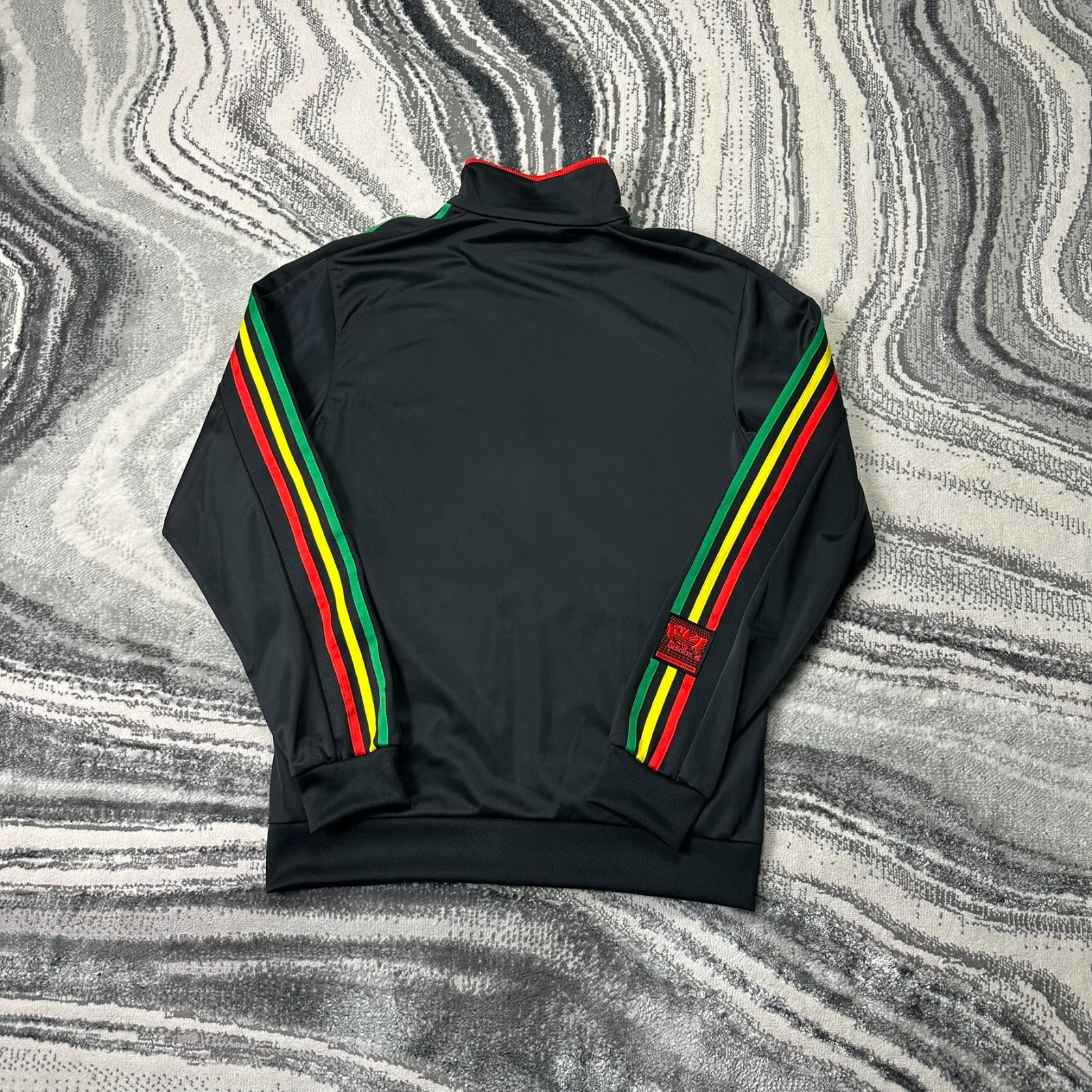Vintage Adidas Chile 20 Black Sz Small Reggae Rasta Stripe Trefoil Track Jacket image 8