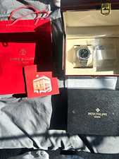 Patek Philippe Nautilus Black Dial Stainless Steel Bracelet Auto Date w/ Box 25k
