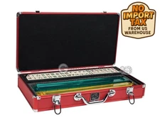 🔥 FREE SHIP White Swan Mah Jongg Set Ivory Tiles Modern Pushers Red AlumCase Pr