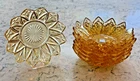 Set of 7 Vintage Federal Glass Yellow/Amber Flower Petal Berry Bowls 5.5"