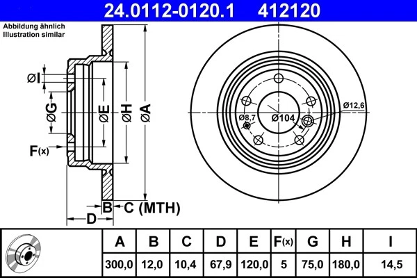 2x BRAKE DISC 24.0112-0120.1 FOR BMW M30B35 M30B34 3.4L M30B30 3.0L 6cyl 7 E32 - Image 2 of 4
