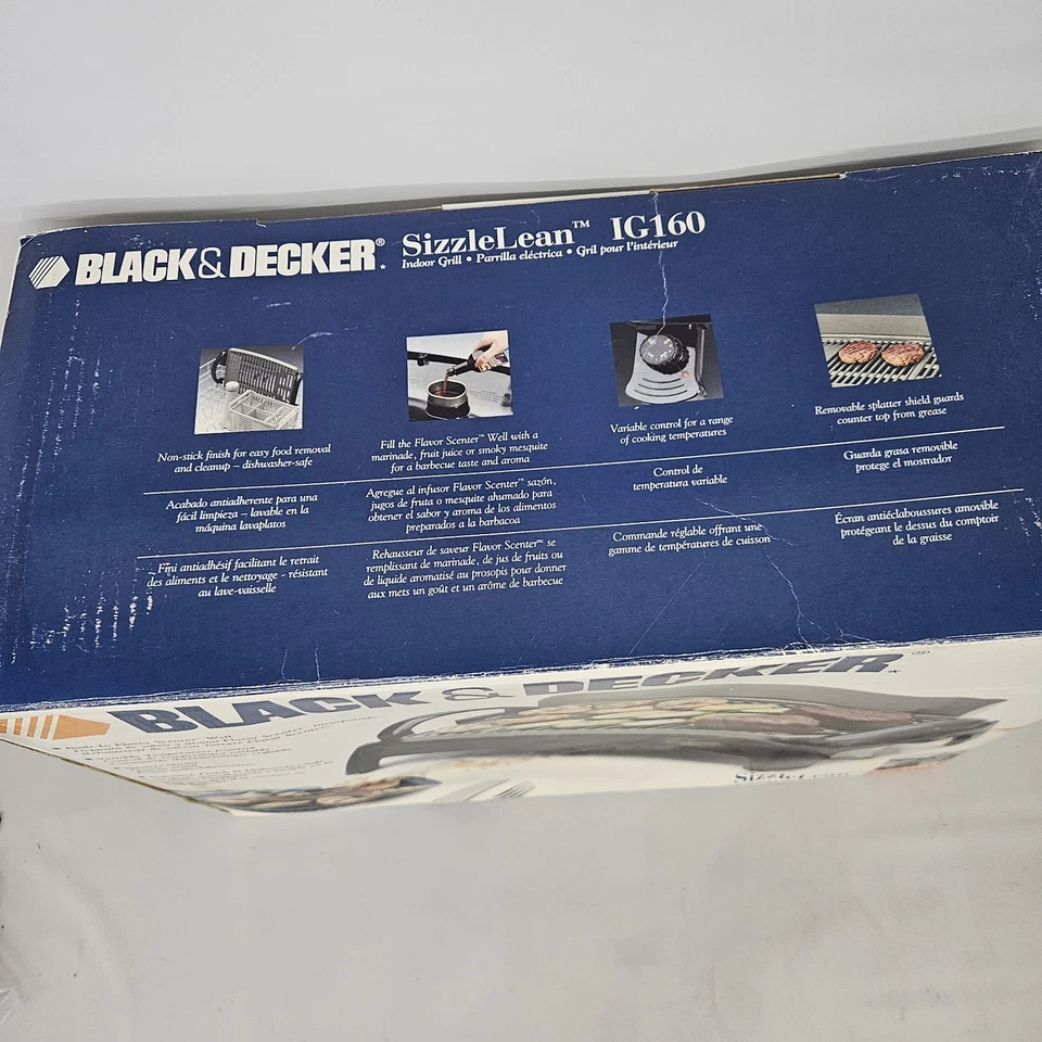 Parrilla eléctrica interior vintage Black And Decker SizzleLean IG160 NUEVA LEER Foto 4 de 4