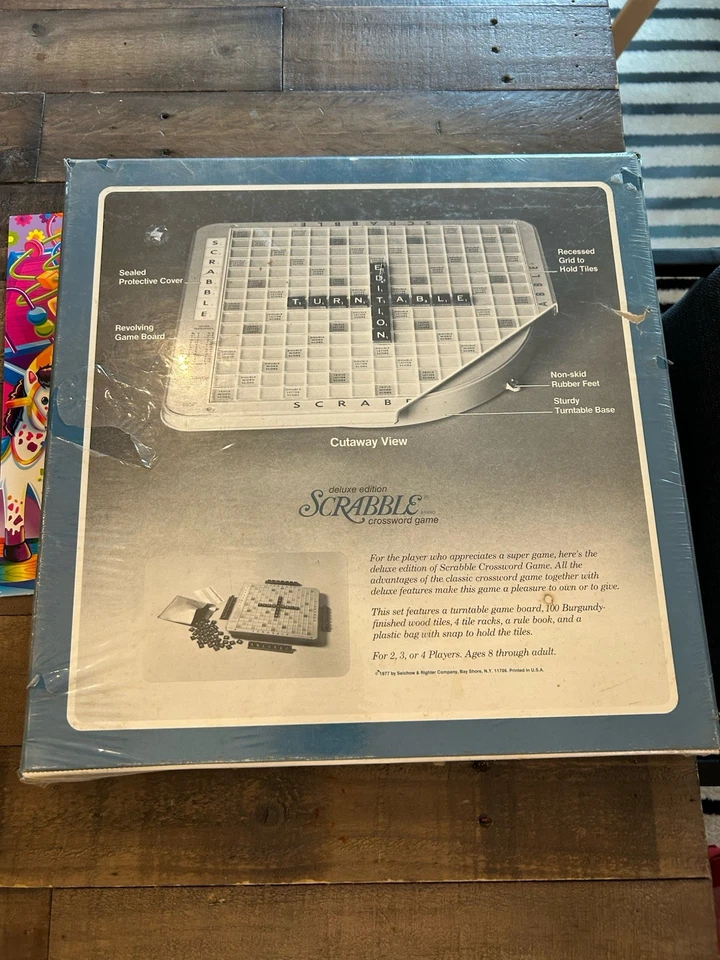Vintage 1977 Scrabble Deluxe Edition with Turntable Base ~ New/Factory Sealed - Image 2 of 3