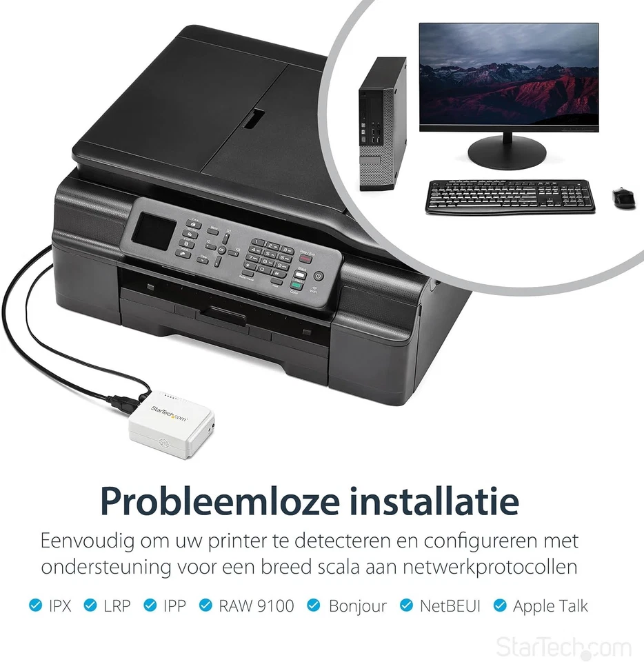 StarTech.com 1 Port USB Wireless N Network Print Server with 10/100 Mbps Etherne - Image 2 of 4