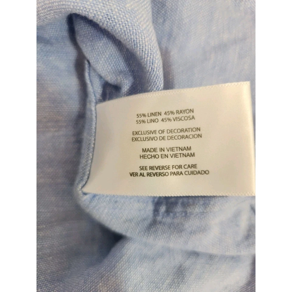 Блузка женская Orvis большая синяя с длинным рукавом льняная смесь Raylon рубашка топ - Изображение 3 из 4