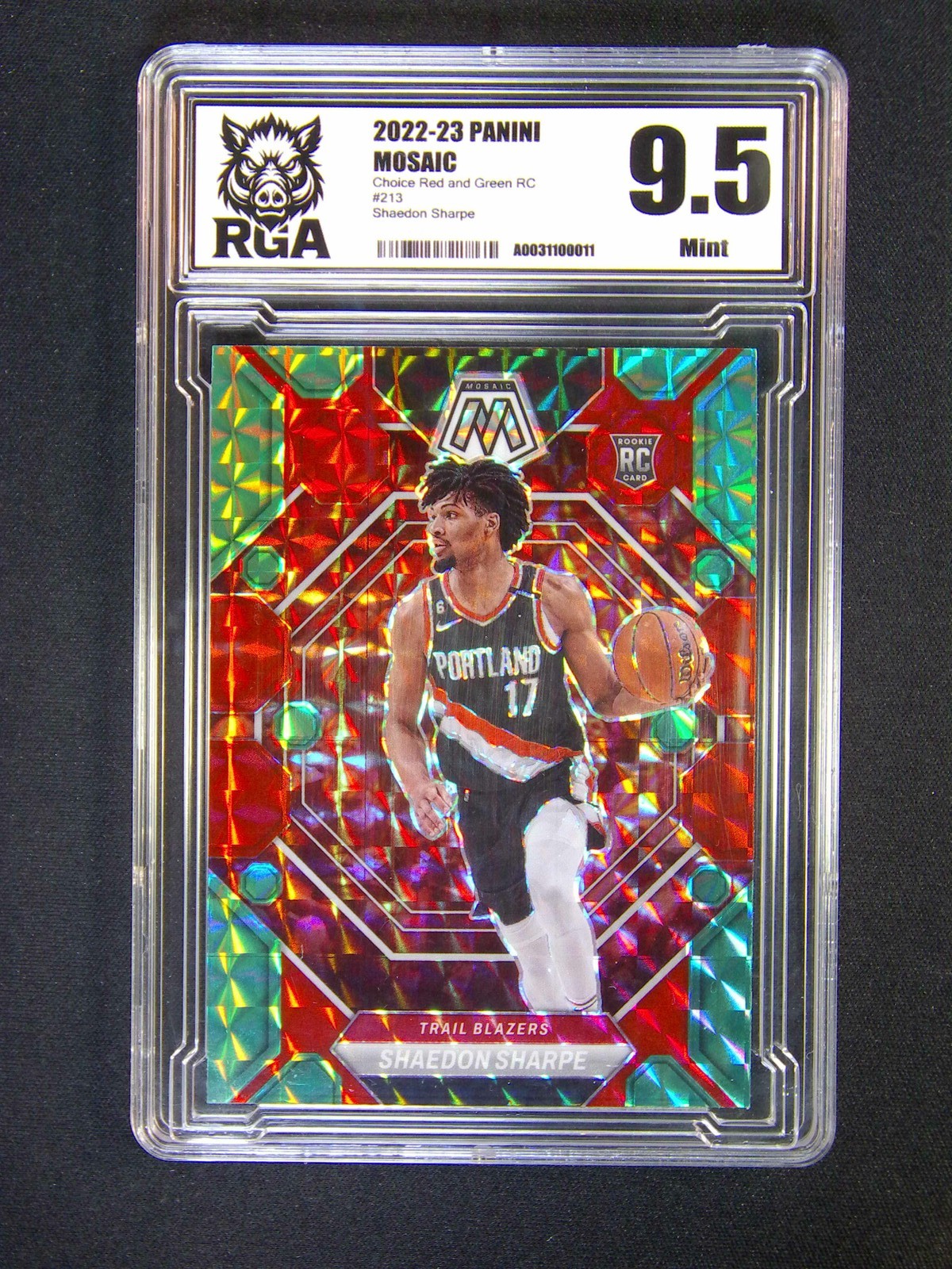 2022-23 Panini Mosaic Shaedon Sharpe #213 RC Rookie Choice Red Green