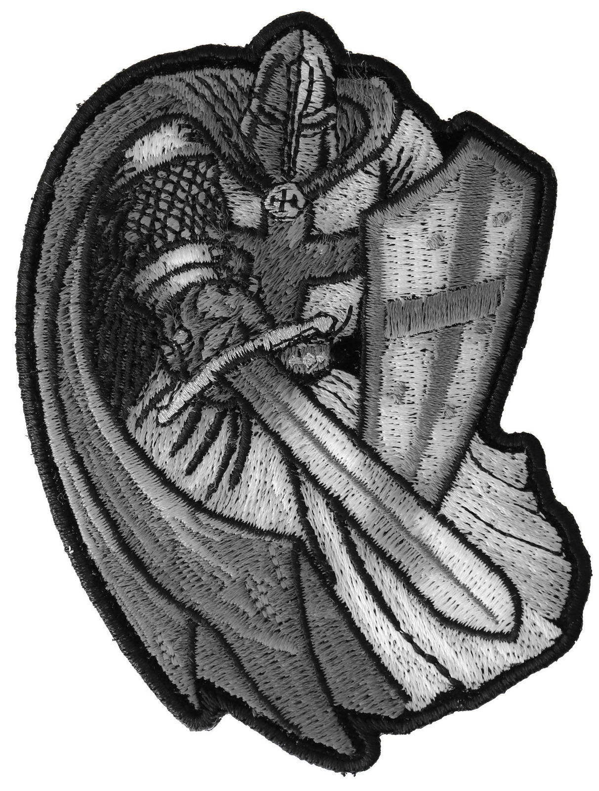 Silver Cape Templar Knight Christian Patch - 3x4 inch - P6363