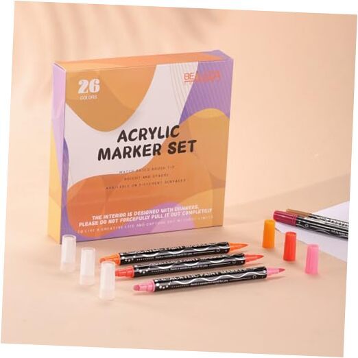Colors Acrylic Paint Pens Markers, Dual Tip Dot and Brush tip, Premium 26