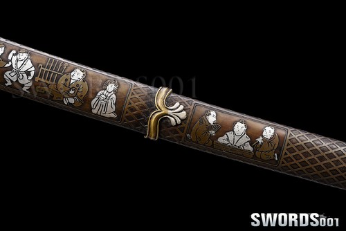 Brass Shogunate Tachi Japanese Warrior Sword Samurai Katana Folded Steel Sharp - Picture 6 of 12