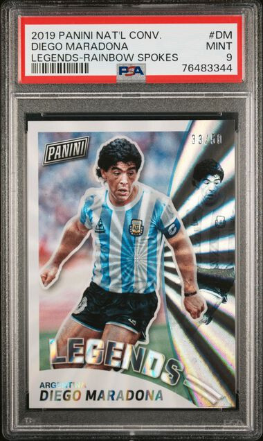 2019 Panini The National Legends Rainbow Spokes Diego Maradona /50 PSA 9