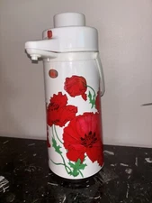 Vintage Red FLower Floral Push Button Coffee Juice Tea Dispenser