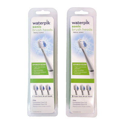 Waterpik Triple Sonic Replacement Brush Heads 6 Total Complete Care 5.0 & 9.0
