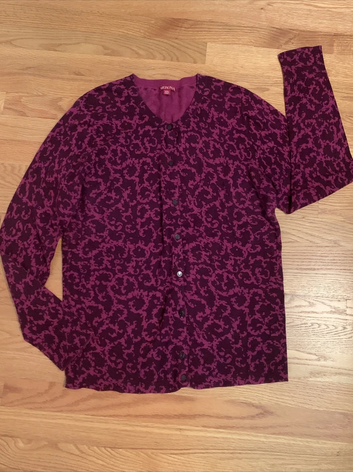 MERONA розовый элегантный французский пейсли Ренессанс кардиган свитер размер XXL ❤️cb15m3 - Изображение 4 из 4