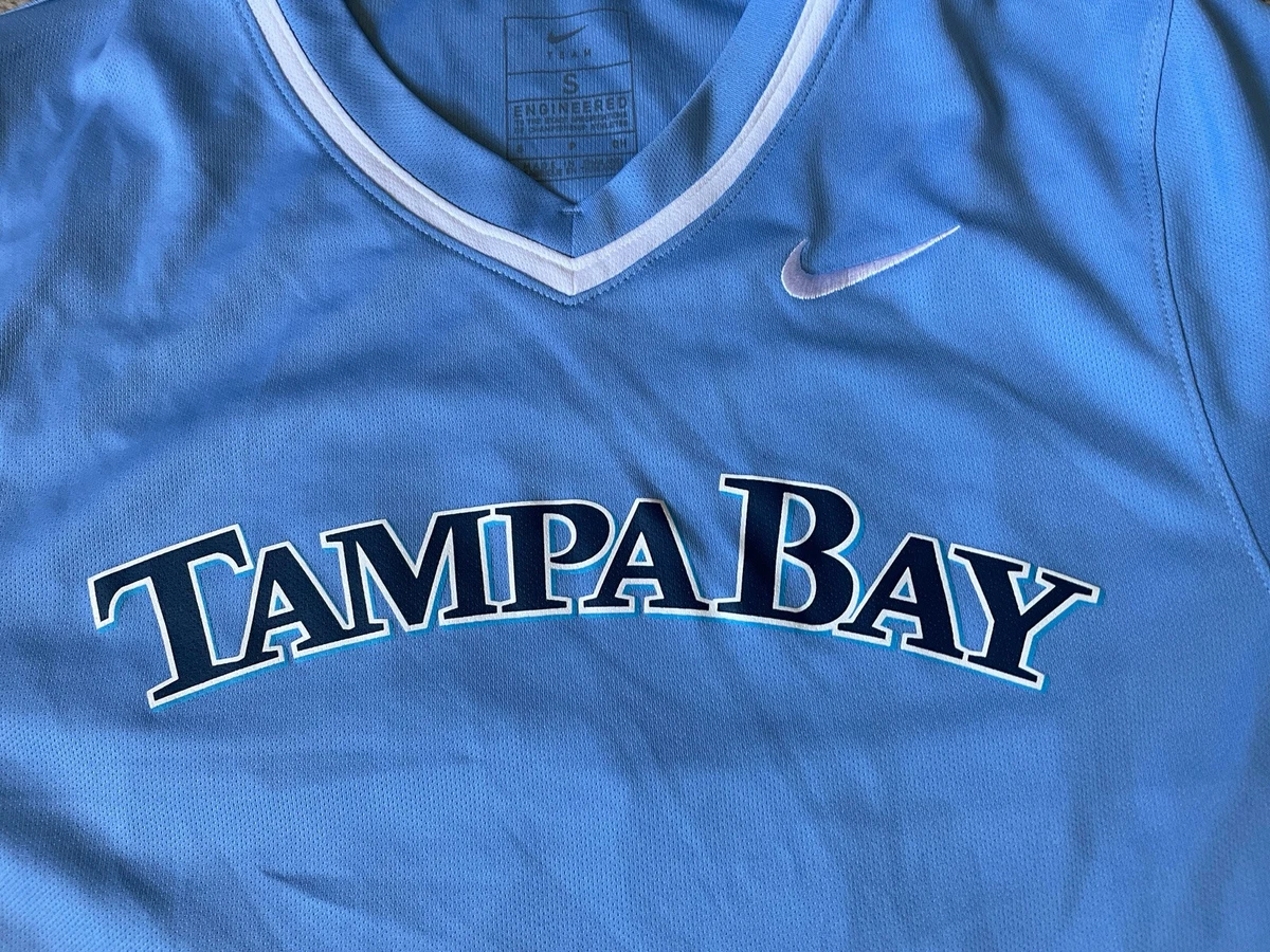 Nike Stock Vapor Select Baseball Jersey Men's Small Light Blue Tampa  Bay Rays