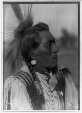 8" x 10" Photo Rabbit Head,Hidatsa man,headdress,Native American