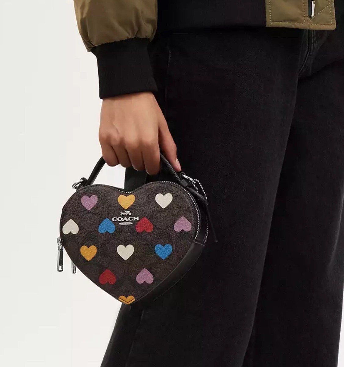 Coach Heart Crossbody In Signature Canvas With Heart Print Sv