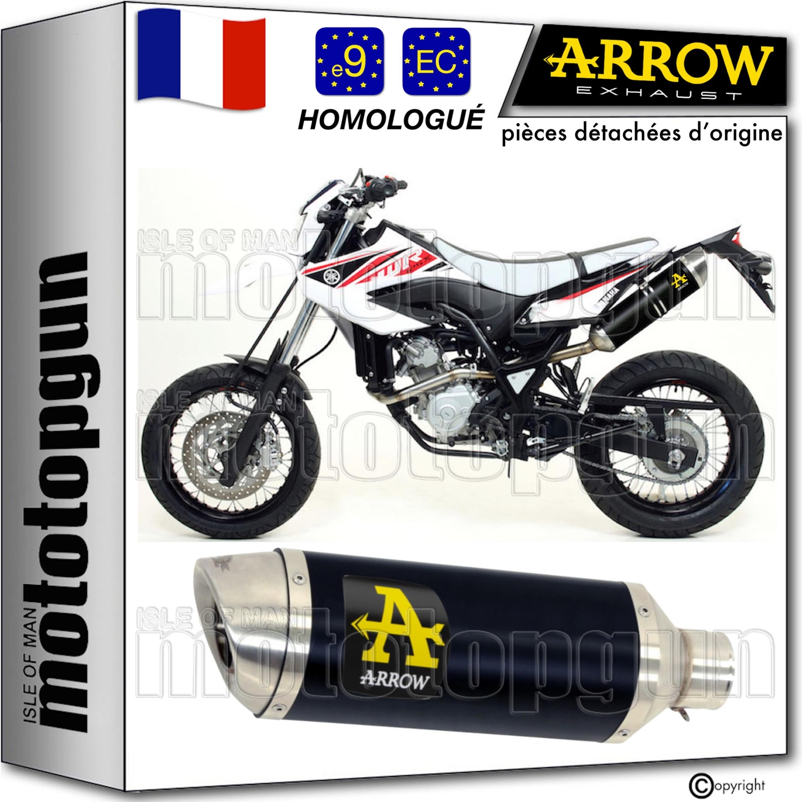 Ligne echappement noir Arrow Thunder pour monocylindre Yamaha WR 125 R