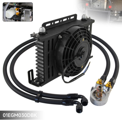 Ölkühler 13 Reihen 80 °C Thermostatfilter 3/4x16UNF & M20x1,5 + 7 '' Lüfter