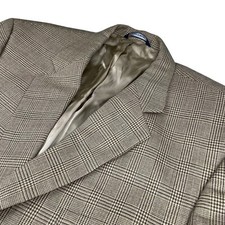 Brooks Brothers Men's 100 Wool 2-Button Blazer Beige/Green Glen Plaid   46L