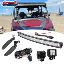 Roof 42" Curved LED Light Bar Light Pods Mount Wire For Polaris General 1000 16+