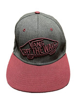 Vans Off The Wall Hat Cap Snapback Baseball Adjustable Dark Gray Red Patch