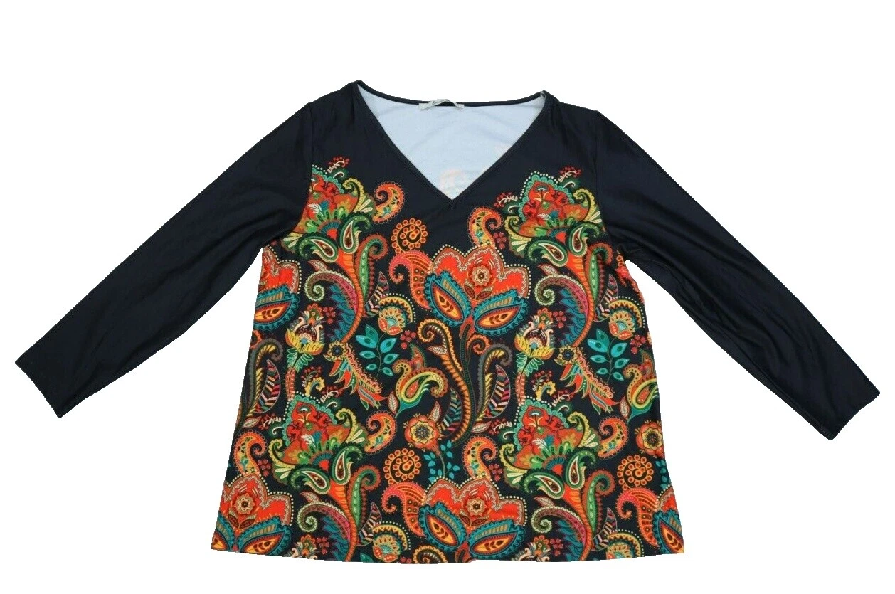 Paisley Negro Tops para mujer
