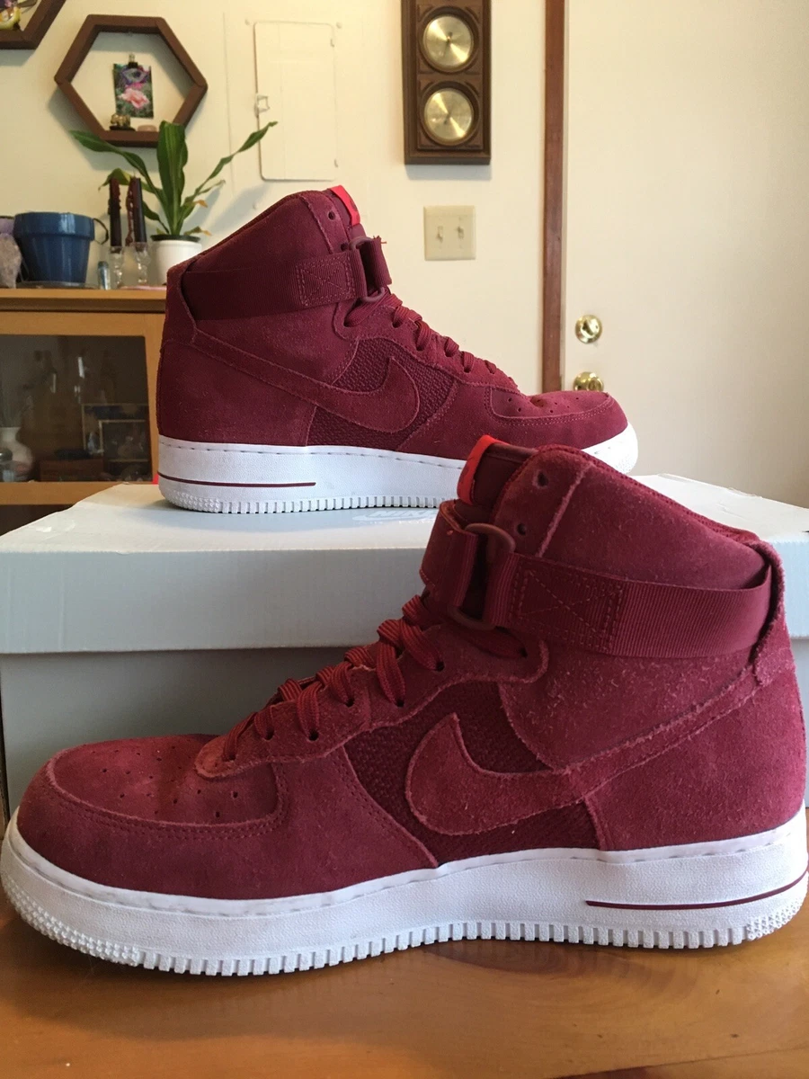 Nike Air Force High - Size 10, University Red Suede/ Team White (Lightly Used) | eBay