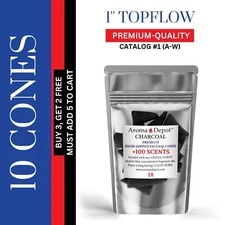 10 Incense Cones 1'' Charcoal TOP FLOW Hand Dipped For Burner Wholesale Bulk